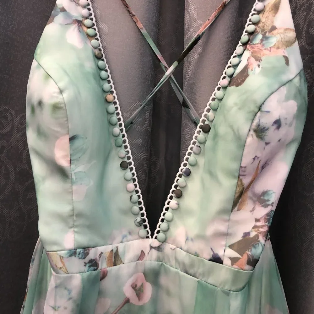 Alyce Sleek Sexy Prom Dress, BACKLESS Size 14, Aline Leg Slit Bridesmaid Formal - Picture 6 of 15